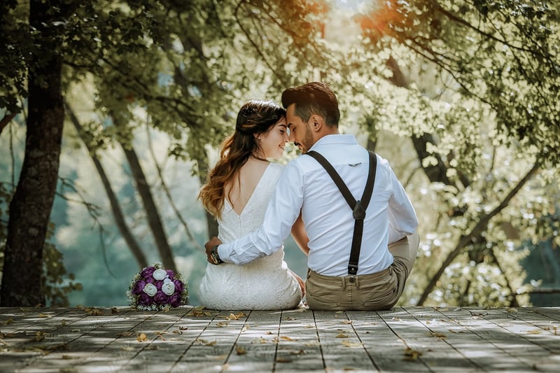 Romantic forest setting for a wedding